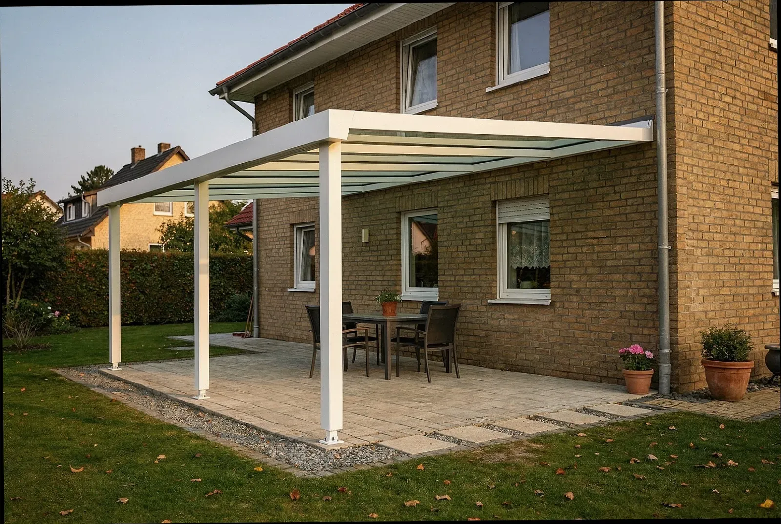 Fertiggestellte Glas-Terrassenüberdachung in Essen